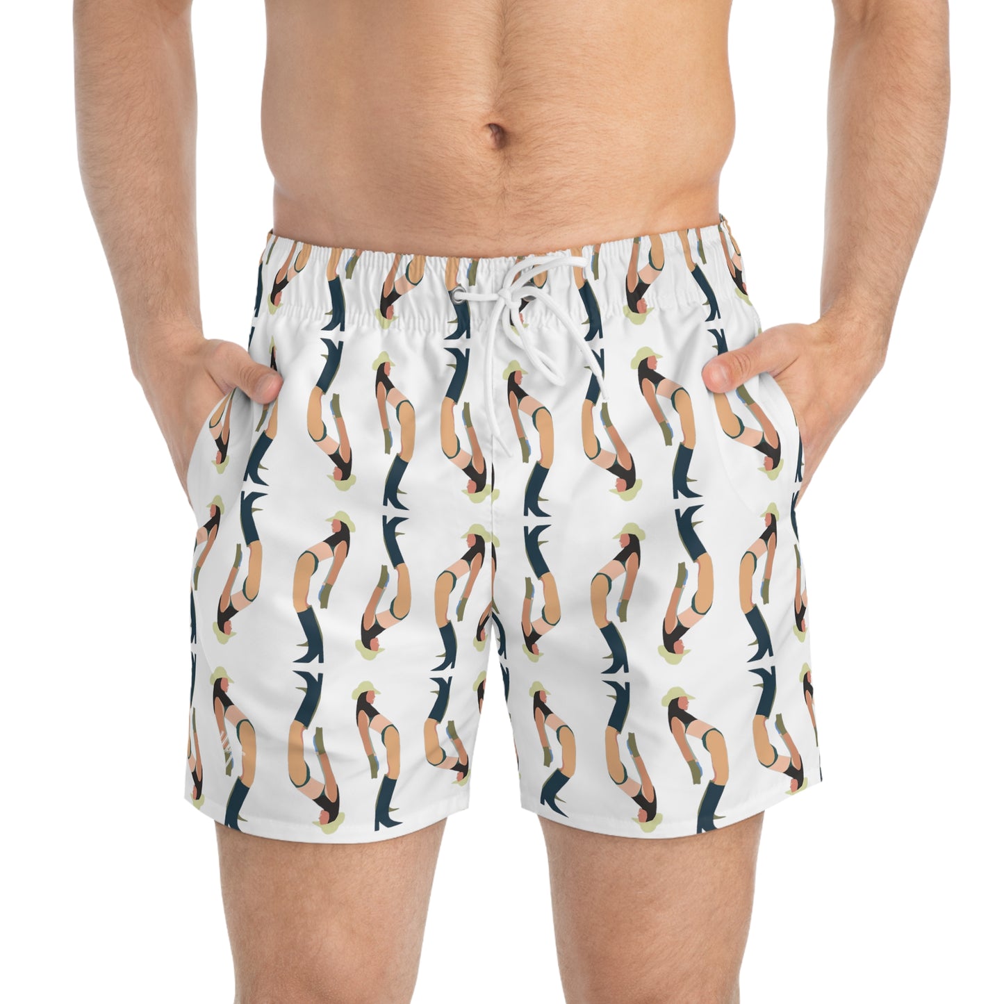 Beach Cowgirl Hoochie Daddy Swim Trunk (White)